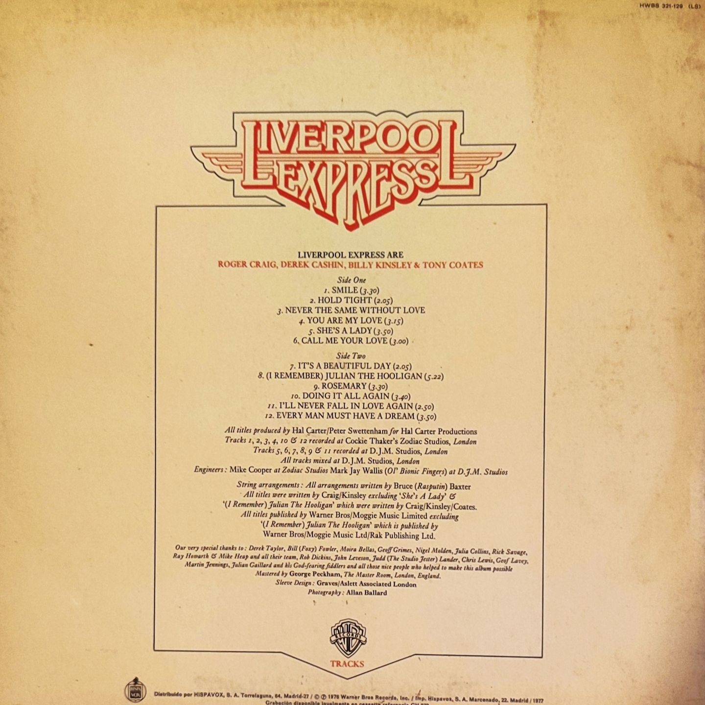 Liverpool Express - Tracks - Vinilo | Warner Bros. Records (HWBS 321-129 (LS)) - 2