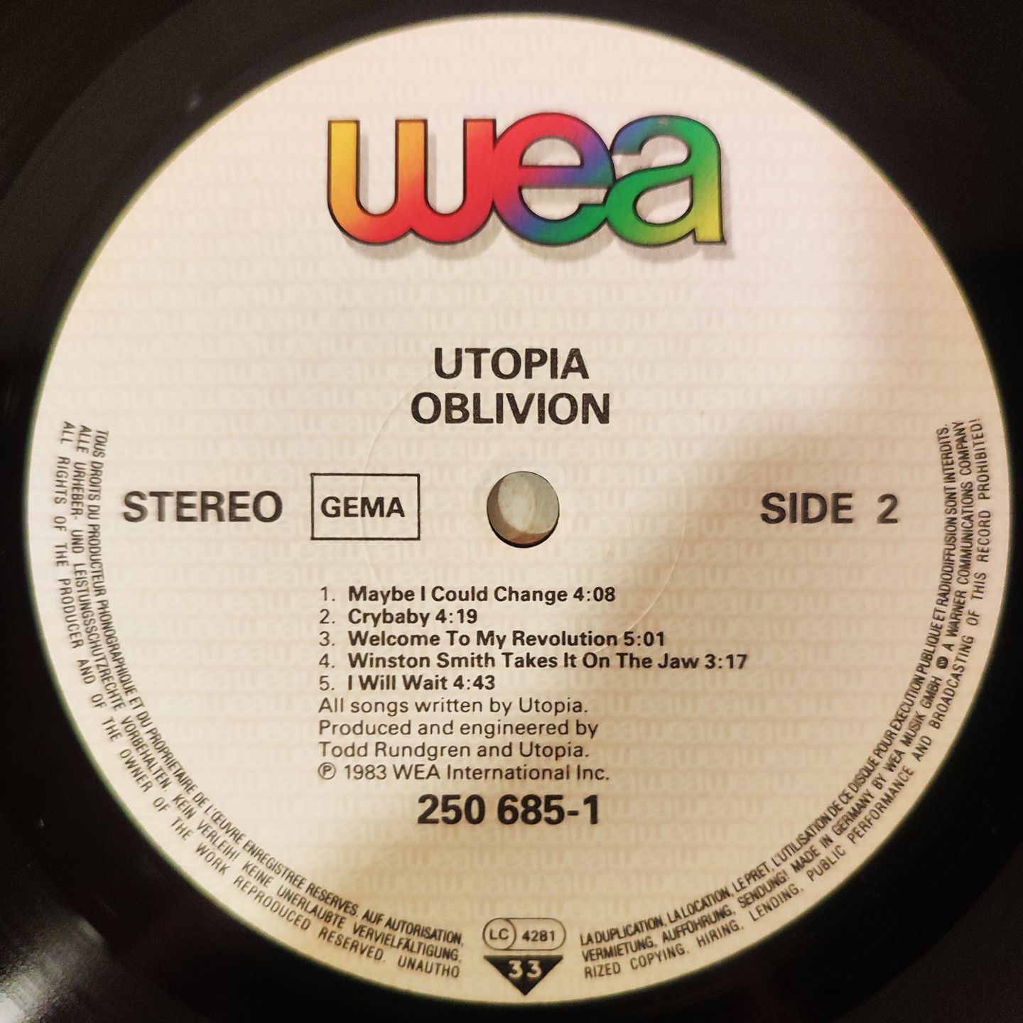 Utopia - Oblivion - Vinilo | WEA (250 685-1) - 4 Utopia - Oblivion - Vinilo | WEA (250 685-1) - 4