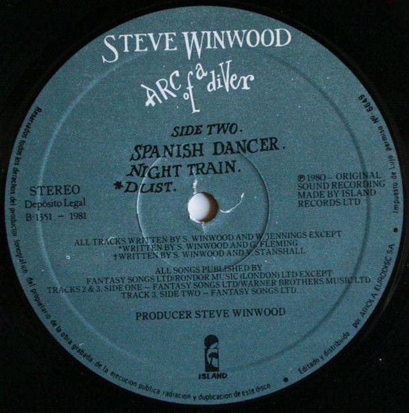Steve Winwood - Arc Of A Diver - Vinilo | Island Records (I-203 207) - 4 Steve Winwood - Arc Of A Diver - Vinilo | Island Records (I-203 207) - 4