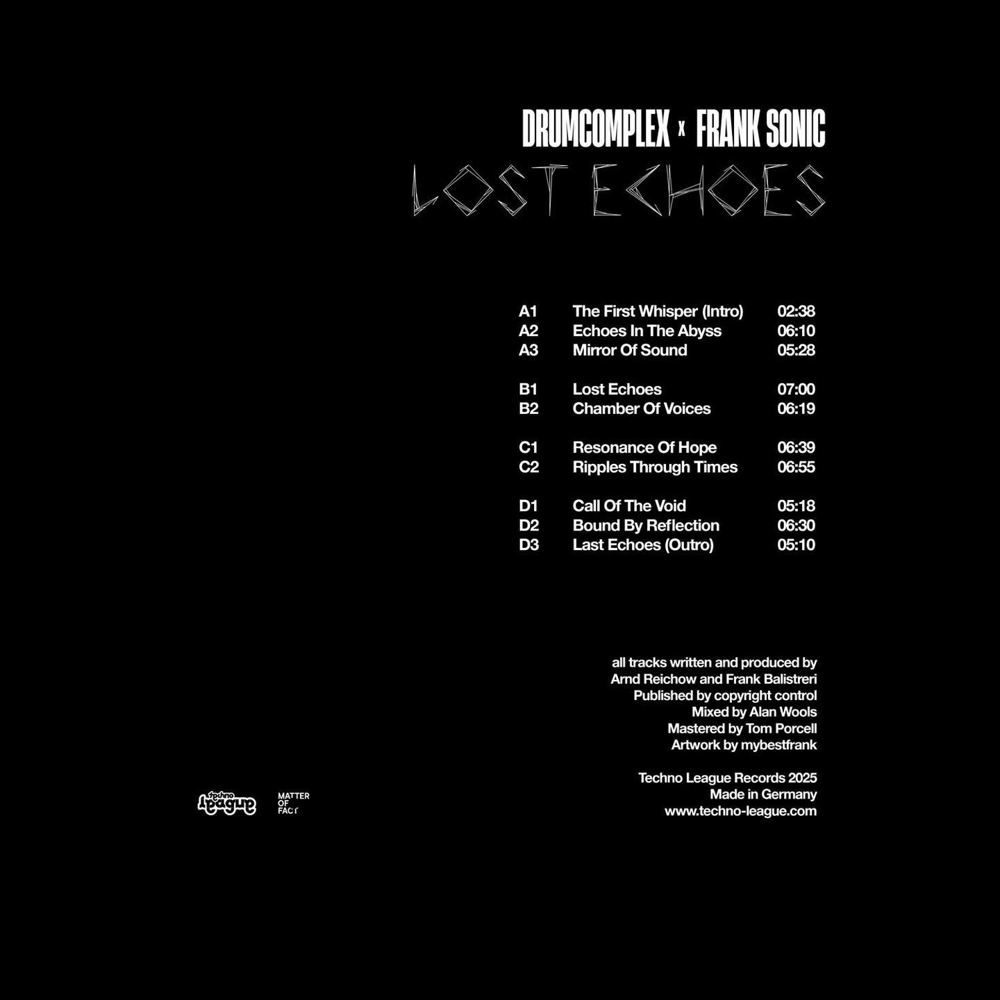 Drumcomplex  &  Frank Sonic - Lost Echoes LP | Techno League Records (TL036) - 2