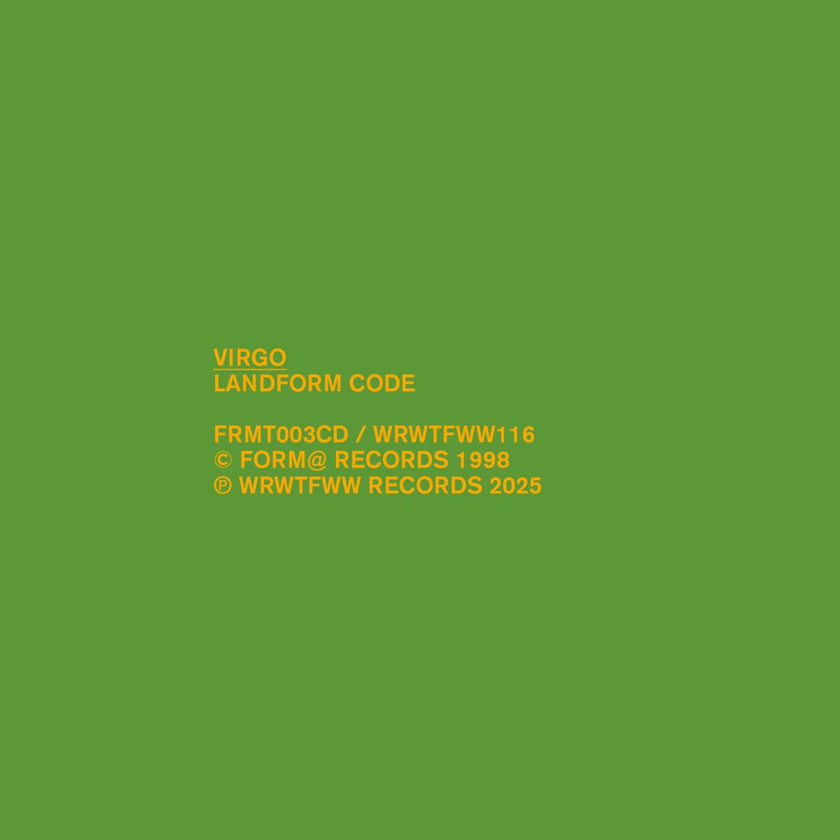 Virgo - Landform Code LP 2x12" | WRWTFWW Records (WRWTFWW116) - main Virgo - Landform Code LP 2x12" | WRWTFWW Records (WRWTFWW116) - main