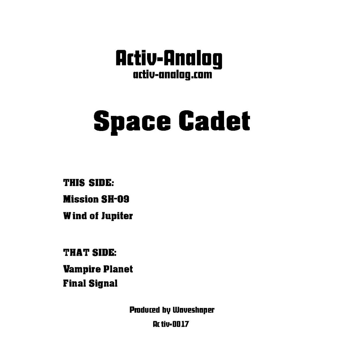 Waveshaper - Space Cadet | Activ-Analog Records (ACTIV-0017) - 2