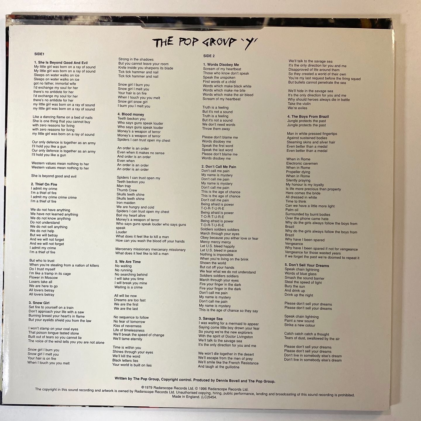 The Pop Group - Y | Radar Records (Scan LP 14) - 6 The Pop Group - Y | Radar Records (Scan LP 14) - 6