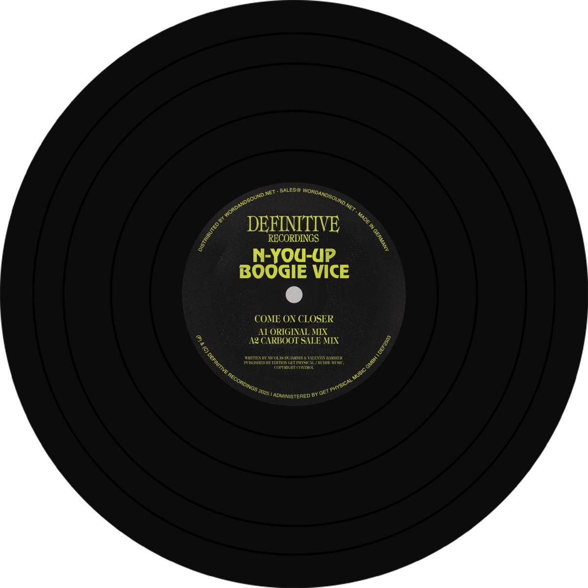 N-You-Up  &  Boogie Vice - Come On Closer | Definitive Recordings (DEF2503)