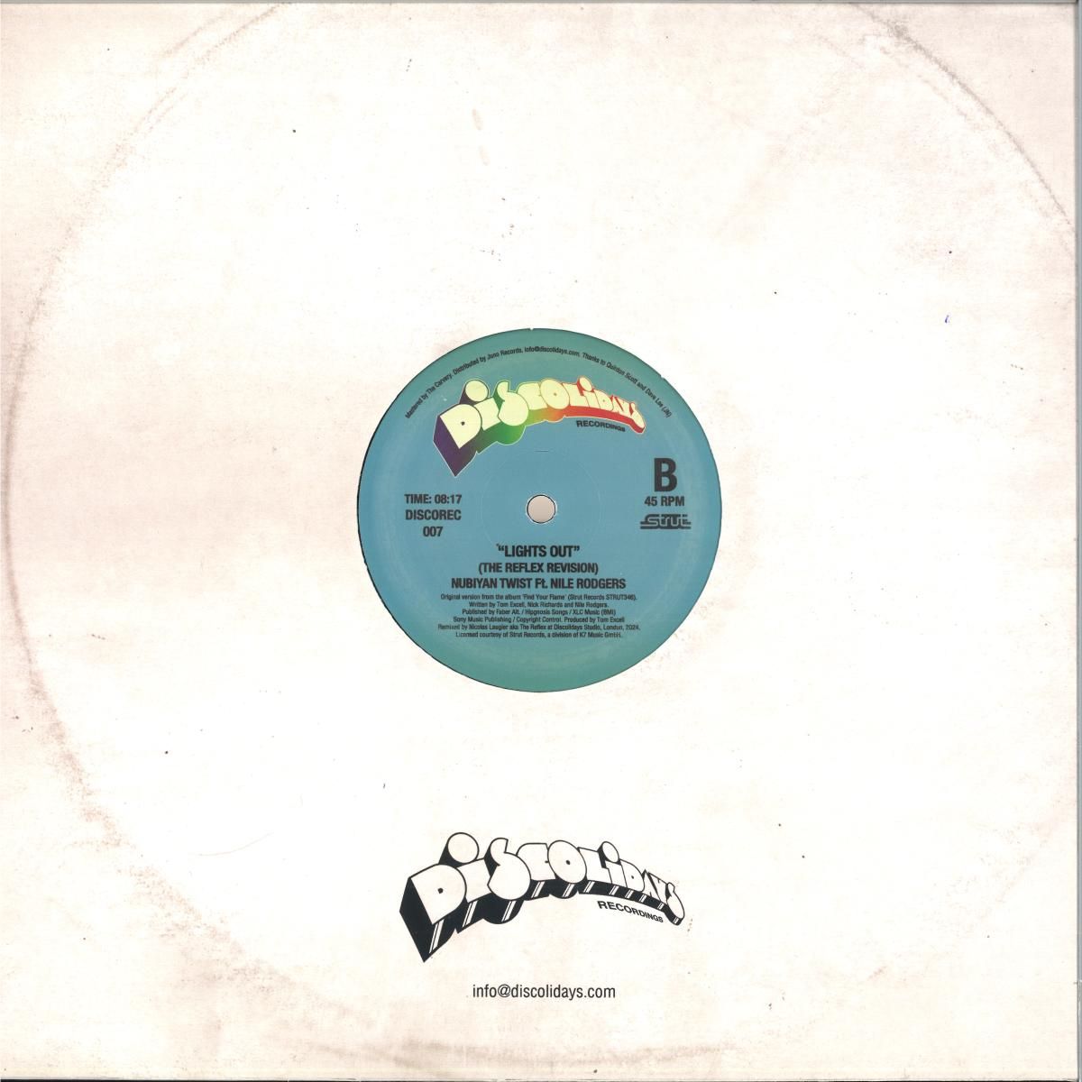Patrice Rushen / Nubiyan Twist Ft. Nile Rodgers - Time Will Tell / Lights Out (Remixed By The Reflex) | Discolidays (DISCOREC 007) - 2