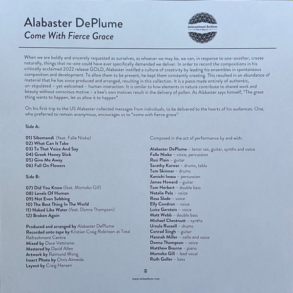 Alabaster DePlume - Come With Fierce Grace | International Anthem Recording Company (IARC0070) - 3 Alabaster DePlume - Come With Fierce Grace | International Anthem Recording Company (IARC0070) - 3