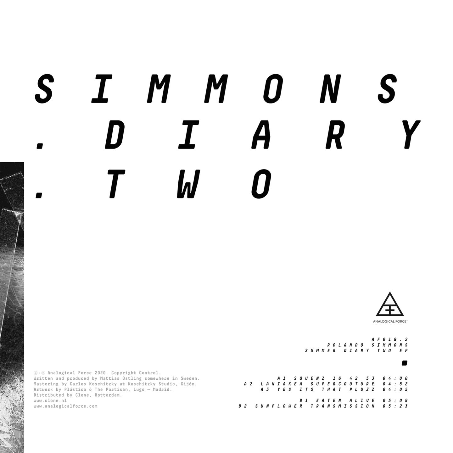 Rolando Simmons - Summer Diary Two EP | Analogical Force (AF019.2) - 2 Rolando Simmons - Summer Diary Two EP | Analogical Force (AF019.2) - 2