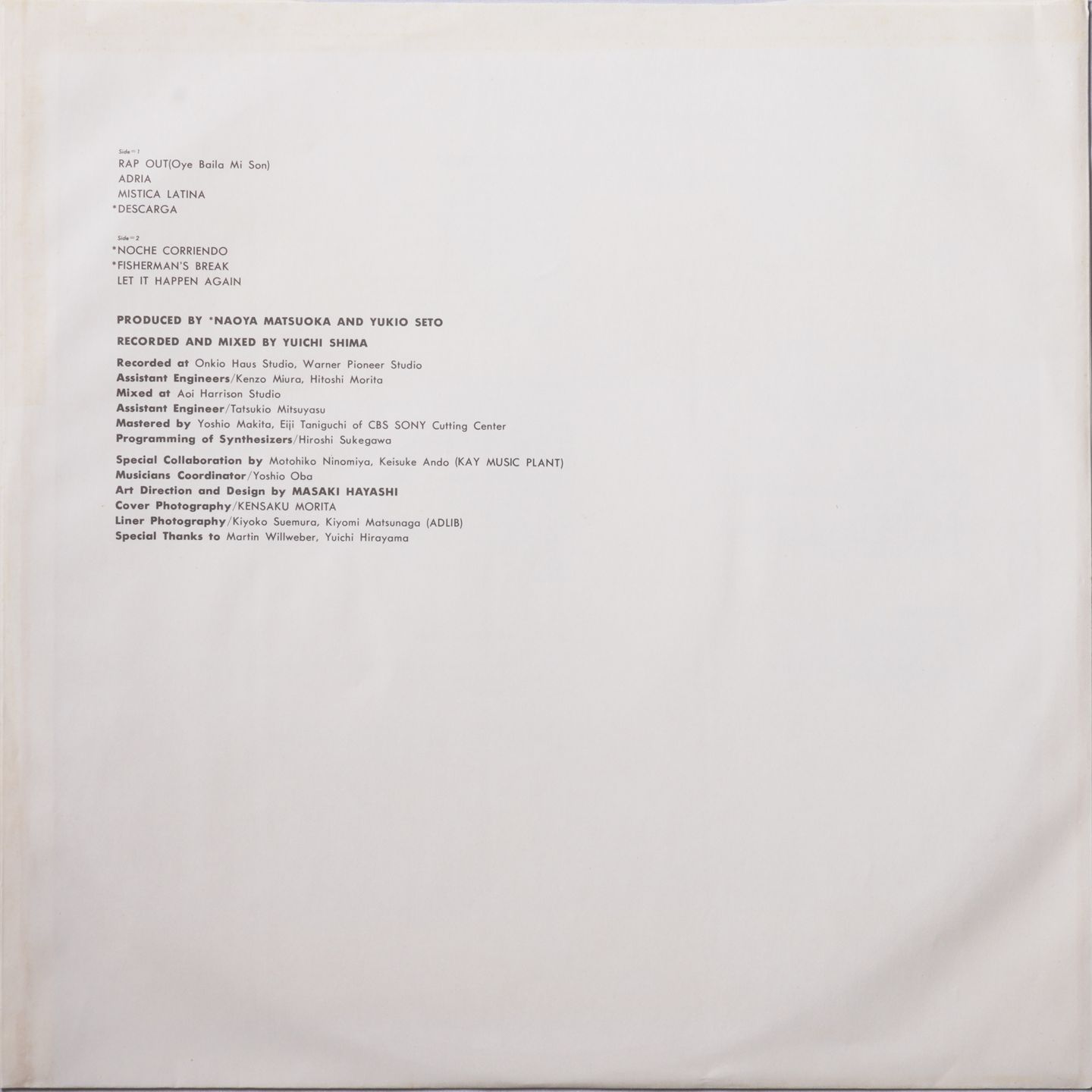 Naoya Matsuoka & Wesing - Son | Warner Bros. Records (M-12001W) - 5