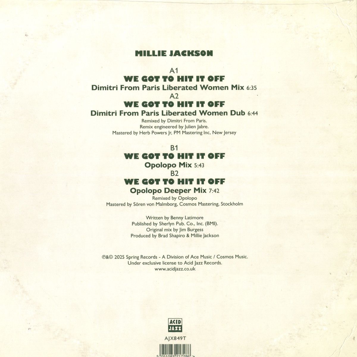 Millie Jackson - We Got To Hit It Off | Spring Revisited (AJX849T) - 2 Millie Jackson - We Got To Hit It Off | Spring Revisited (AJX849T) - 2