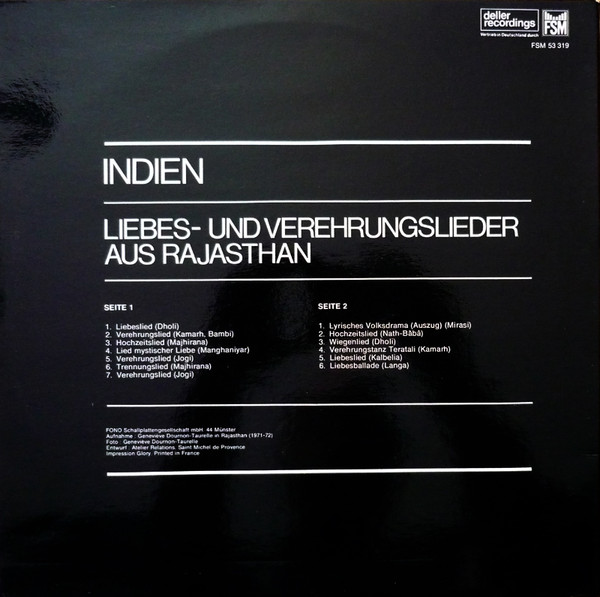 Various - Indien - Liebes - Und Verehrungslieder Aus Rajasthan | FSM (FSM 53 319) - 2 Various - Indien - Liebes - Und Verehrungslieder Aus Rajasthan | FSM (FSM 53 319) - 2