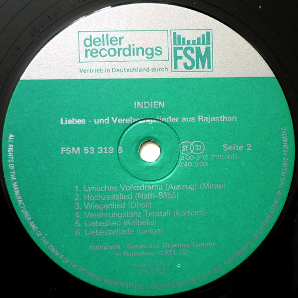 Various - Indien - Liebes - Und Verehrungslieder Aus Rajasthan | FSM (FSM 53 319) - 4 Various - Indien - Liebes - Und Verehrungslieder Aus Rajasthan | FSM (FSM 53 319) - 4