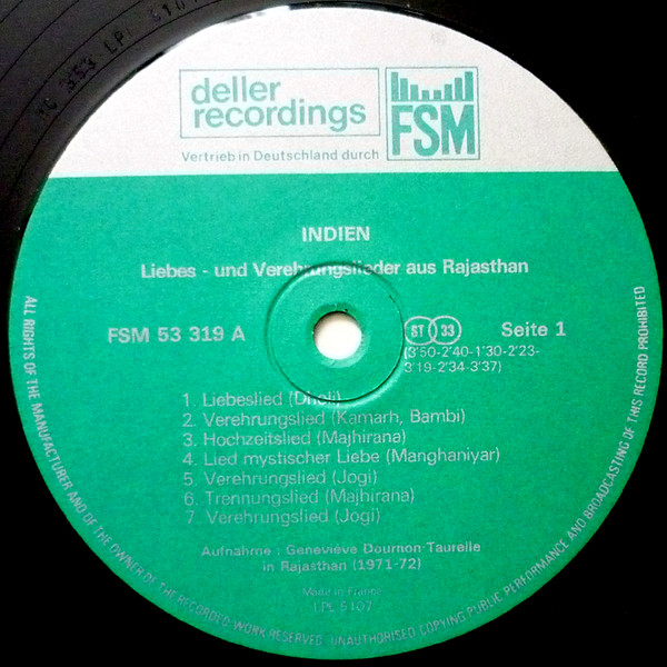 Various - Indien - Liebes - Und Verehrungslieder Aus Rajasthan | FSM (FSM 53 319) - 3 Various - Indien - Liebes - Und Verehrungslieder Aus Rajasthan | FSM (FSM 53 319) - 3