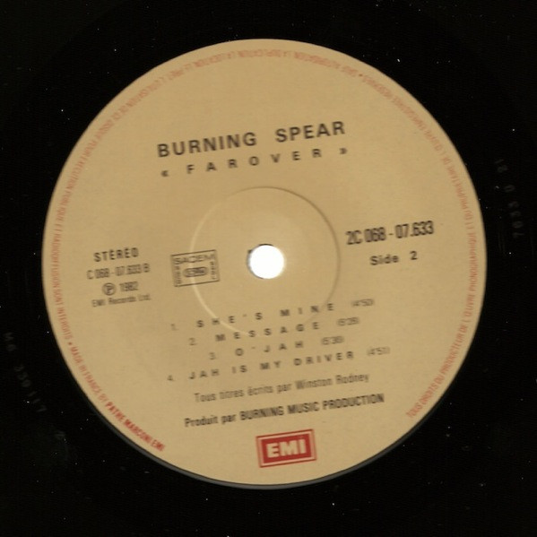 Burning Spear - Farover | EMI (2C 068 07633) - 4