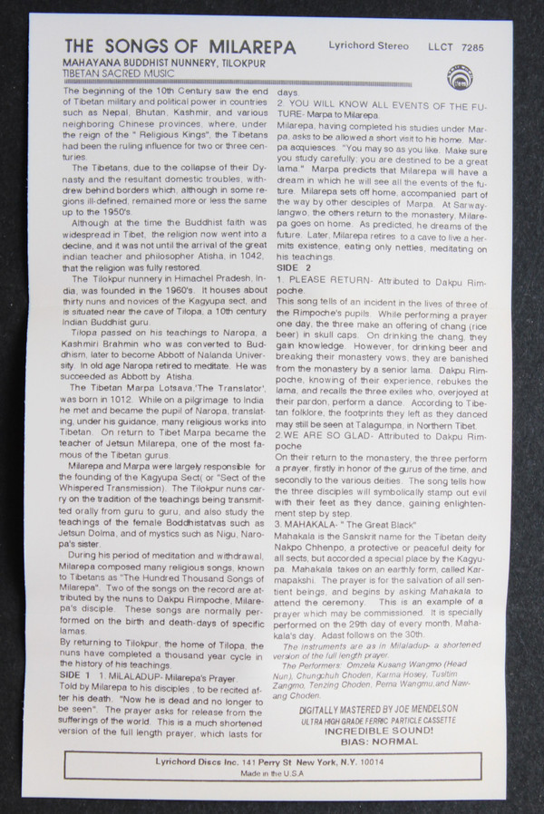 The Songs Of Milarepa