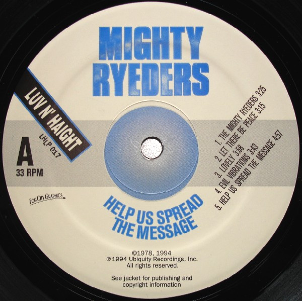 洋楽 Mighty Ryders Spread The Message LP Mighty Ryeders – Help Us Spread The Message – CD (Album
