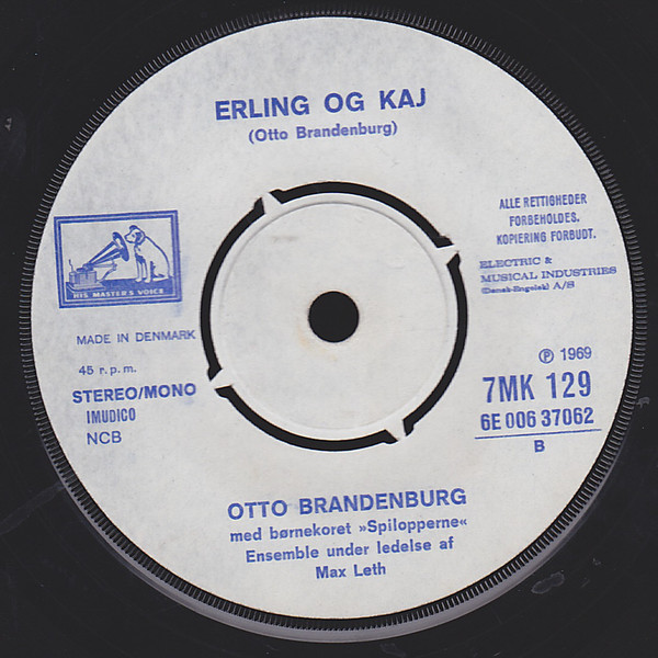 Otto Brandenburg Med Spilopperne - Ki-Mio-Ja-Ki-Ki / Erling + Kaj | His Master's Voice (7MK 129) - 4