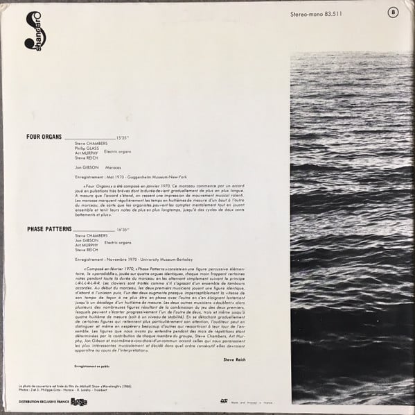 Steve Reich - Four Organs / Phase Patterns | Shandar (SR 83 511) - 2 Steve Reich - Four Organs / Phase Patterns | Shandar (SR 83 511) - 2