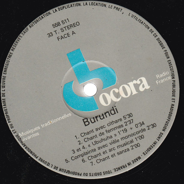 Various - Burundi - Musiques Traditionnelles | Ocora (558 511) - 3 Various - Burundi - Musiques Traditionnelles | Ocora (558 511) - 3