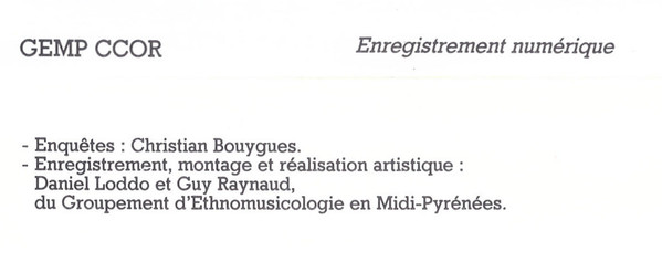 La Capelle Bleys Lescure Jaoul - "Musica Al Vilatge" (Chants, Musiques Et Contes)