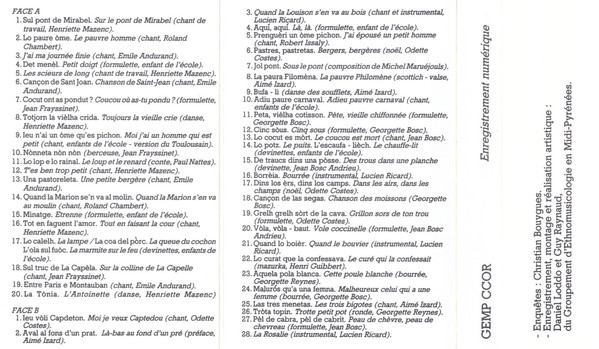 La Capelle Bleys Lescure Jaoul - "Musica Al Vilatge" (Chants, Musiques Et Contes)