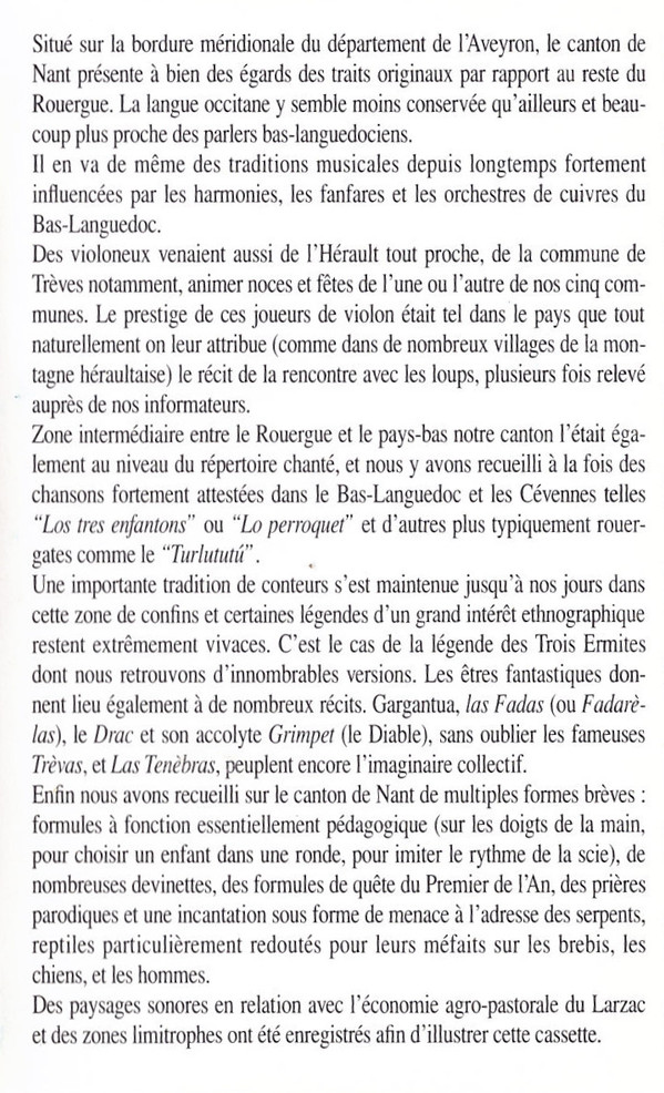 Al Canton de Nant - Aveyron (Chants, Musiques, Contes Et Paysages Sonores Du Canton de Nant)