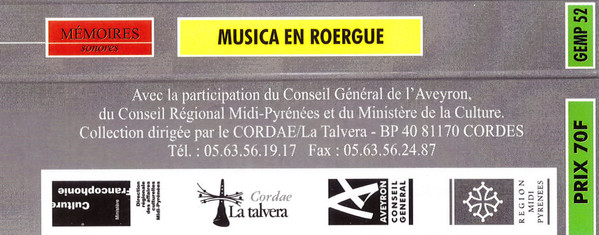 Musica En Roergue - Chants Et Musiques Du Département De L'Aveyron
