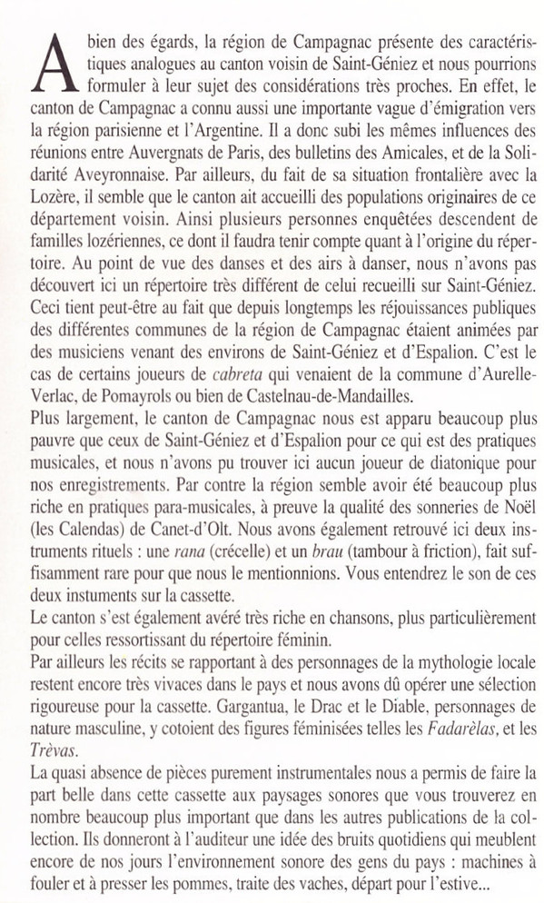 Al Canton de Campanhac - Aveyron (Chants, Musiques, Contes Et Paysages Sonores Du Canton de Campagnac)