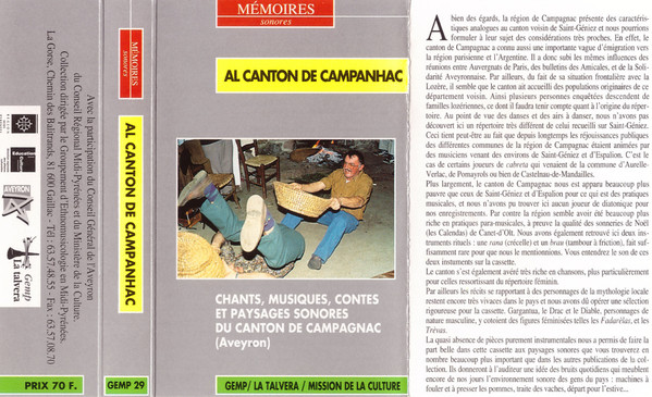 Al Canton de Campanhac - Aveyron (Chants, Musiques, Contes Et Paysages Sonores Du Canton de Campagnac)