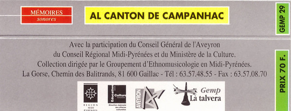 Al Canton de Campanhac - Aveyron (Chants, Musiques, Contes Et Paysages Sonores Du Canton de Campagnac)