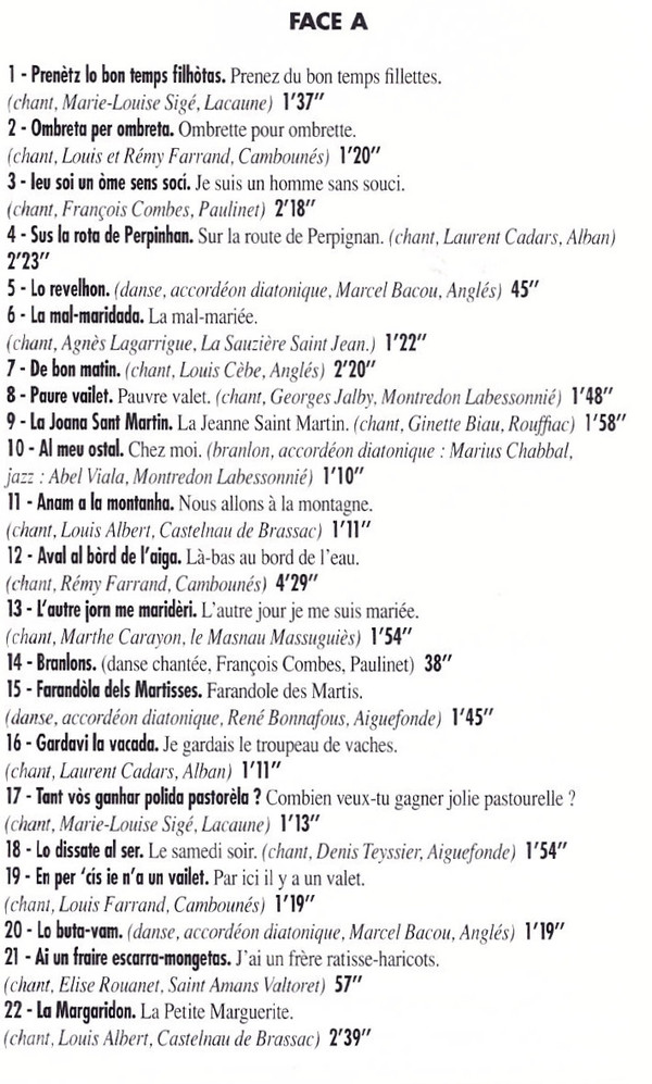 Musica En Albigès (Chants Et Musiques Du Département Du Tarn)