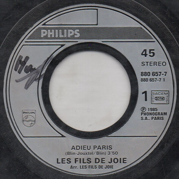 Les Fils De Joie - Adieu Paris | Philips (880 657-7) - 3 Les Fils De Joie - Adieu Paris | Philips (880 657-7) - 3