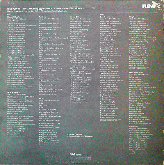 Iggy Pop - The Idiot | RCA Victor (PL 12275) - 2