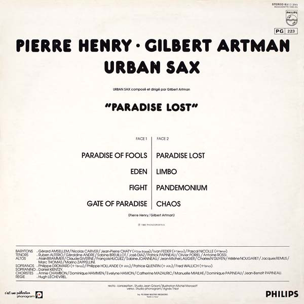 Pierre Henry · Gilbert Artman , Urban Sax - Paradise Lost | Philips (6313 293) - 2 Pierre Henry · Gilbert Artman , Urban Sax - Paradise Lost | Philips (6313 293) - 2