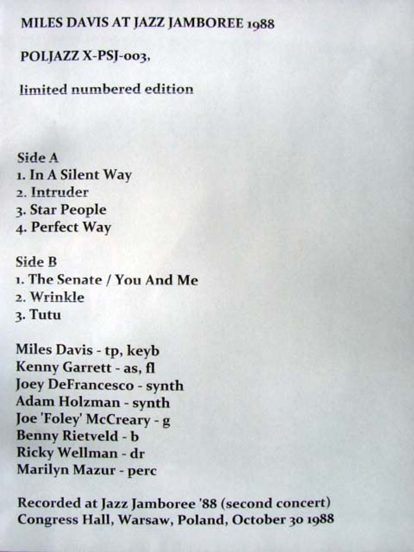 Miles Davis - Miles Davis At Jazz Jamboree 1988 | Poljazz (PSJ-X-003) - 2 Miles Davis - Miles Davis At Jazz Jamboree 1988 | Poljazz (PSJ-X-003) - 2