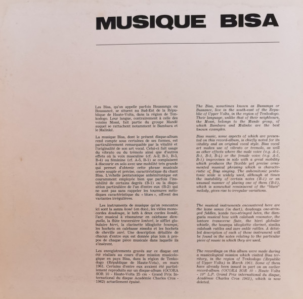 Bisa - Musique Bisa De Haute-Volta | Ocora (OCR 58) - 3
