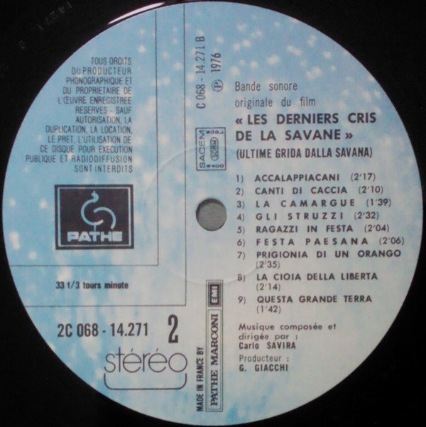 Les Derniers Cris De La Savane (Bande Sonore Originale)