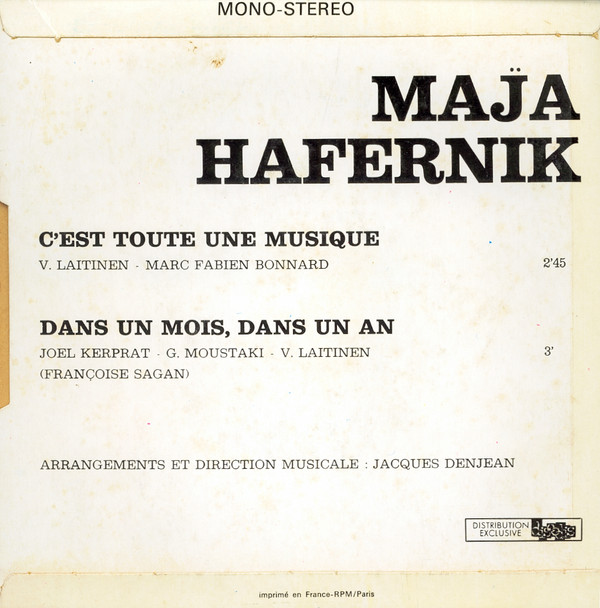 C'est Toute Une Musique / Dans Un Mois, Dans Un An