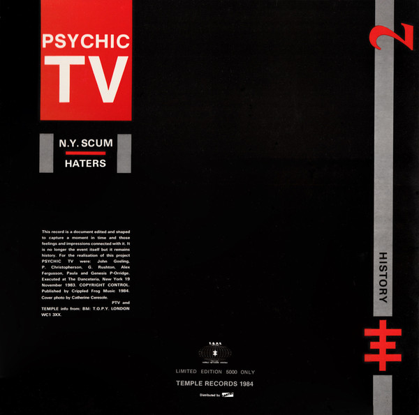 Psychic TV - N.Y. Scum | Temple Records (TOPY 002) - 2