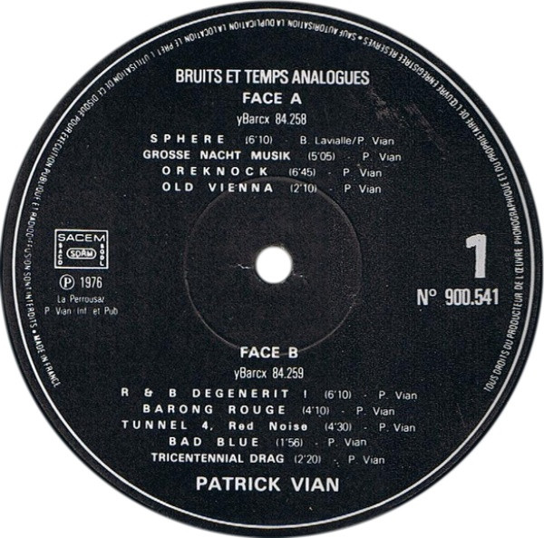 Patrick Vian - Bruits Et Temps Analogues | Egg (900.541) - 3