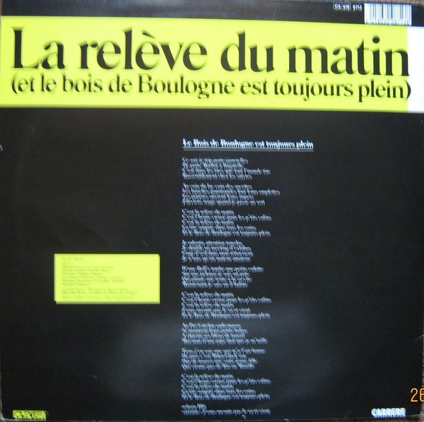 La Relève Du Matin (Et Le Bois De Boulogne Est Toujours Plein)