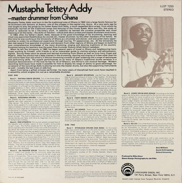 Mustapha Tettey Addy - Master Drummer From Ghana | Lyrichord (LLST 7250) - 2