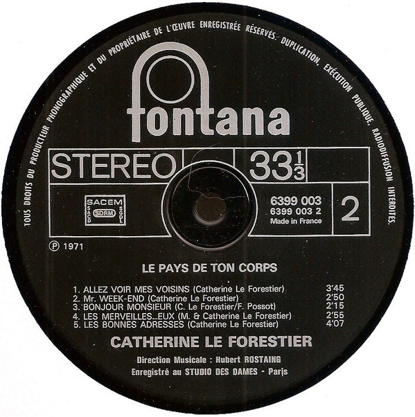Catherine Le Forestier - Le Pays De Ton Corps | Fontana (6399 003) - 3