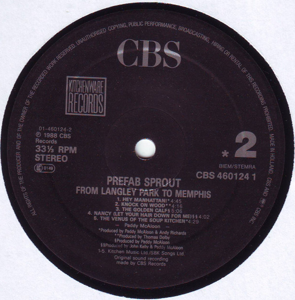 Prefab Sprout - From Langley Park To Memphis | CBS (CBS 460124 1) - 4