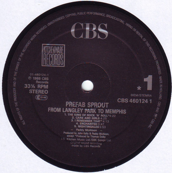 Prefab Sprout - From Langley Park To Memphis | CBS (CBS 460124 1) - 3