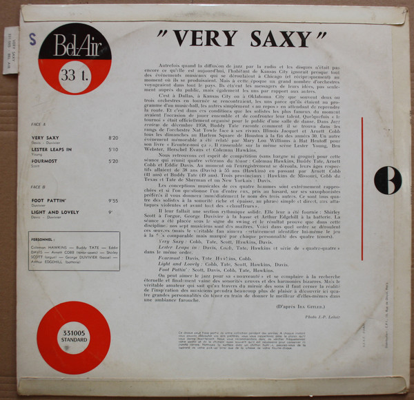 Coleman Hawkins , Buddy Tate , Eddie Davis - Very Saxy | Bel Air (331005) - 2 Coleman Hawkins , Buddy Tate , Eddie Davis - Very Saxy | Bel Air (331005) - 2