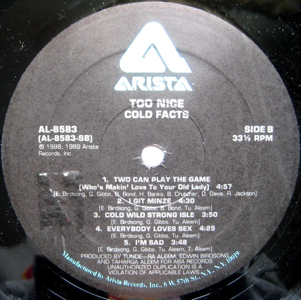Too Nice - Cold Facts | Arista (AL-8583) - 7 Too Nice - Cold Facts | Arista (AL-8583) - 7