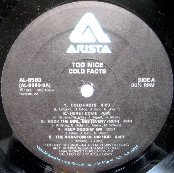 Too Nice - Cold Facts | Arista (AL-8583) - 6 Too Nice - Cold Facts | Arista (AL-8583) - 6
